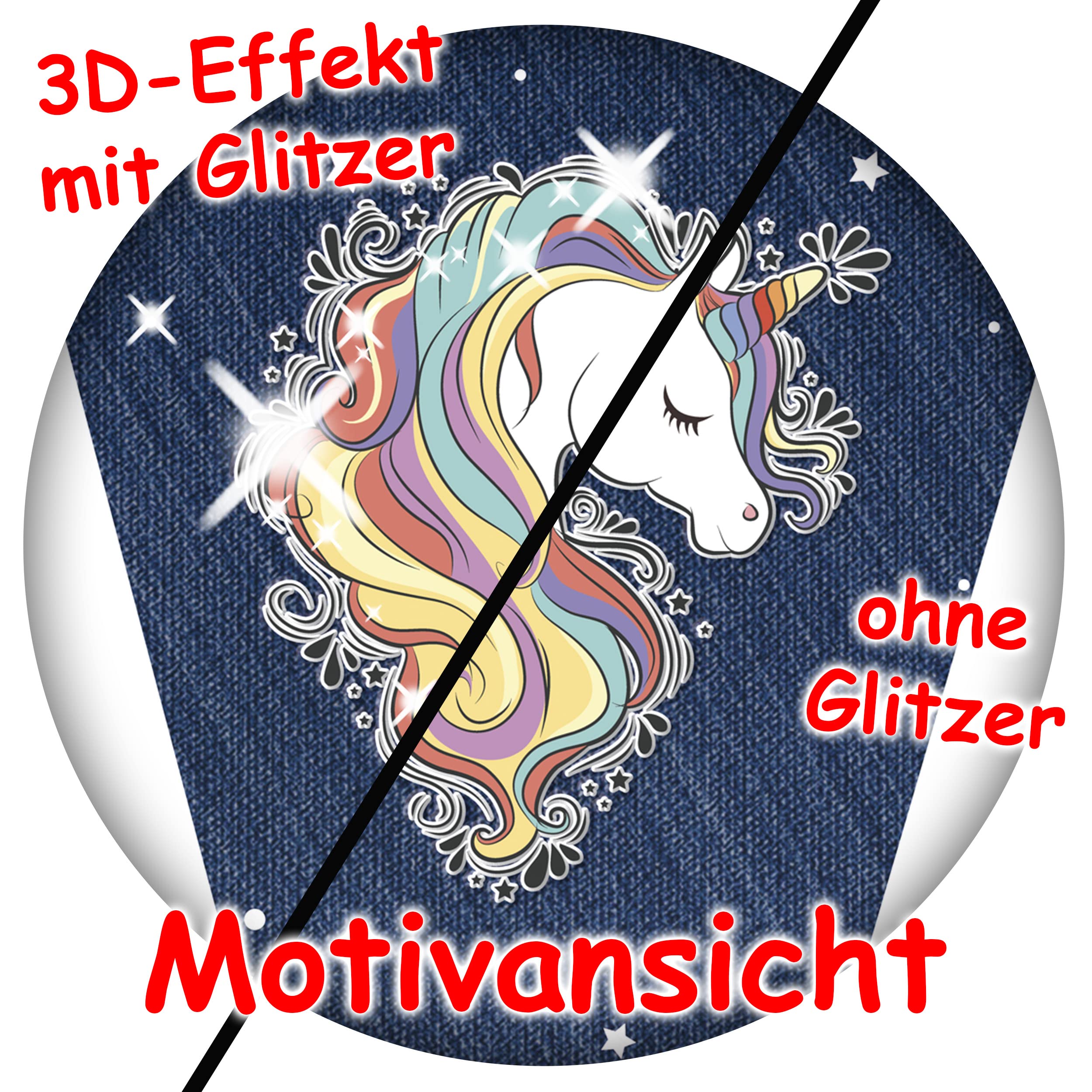 alles-meine.de GmbH Schultüte mit Glitzer - Effekt ! Einhorn - Regenbogen Mähne 70-100 cm Größe wählbar inkl. komplette Füllung + Name + Bänder Schleife + Kunststoff ..