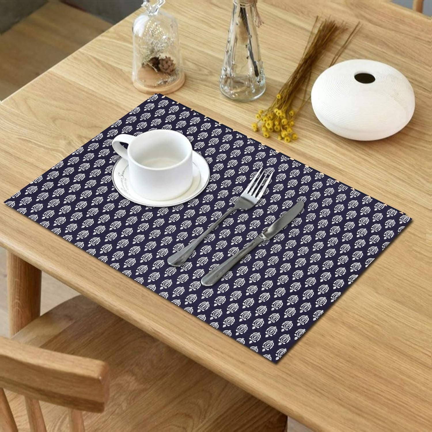 Buy RatanCart Gold Printed Cotton Table Placemats / Dinning Table