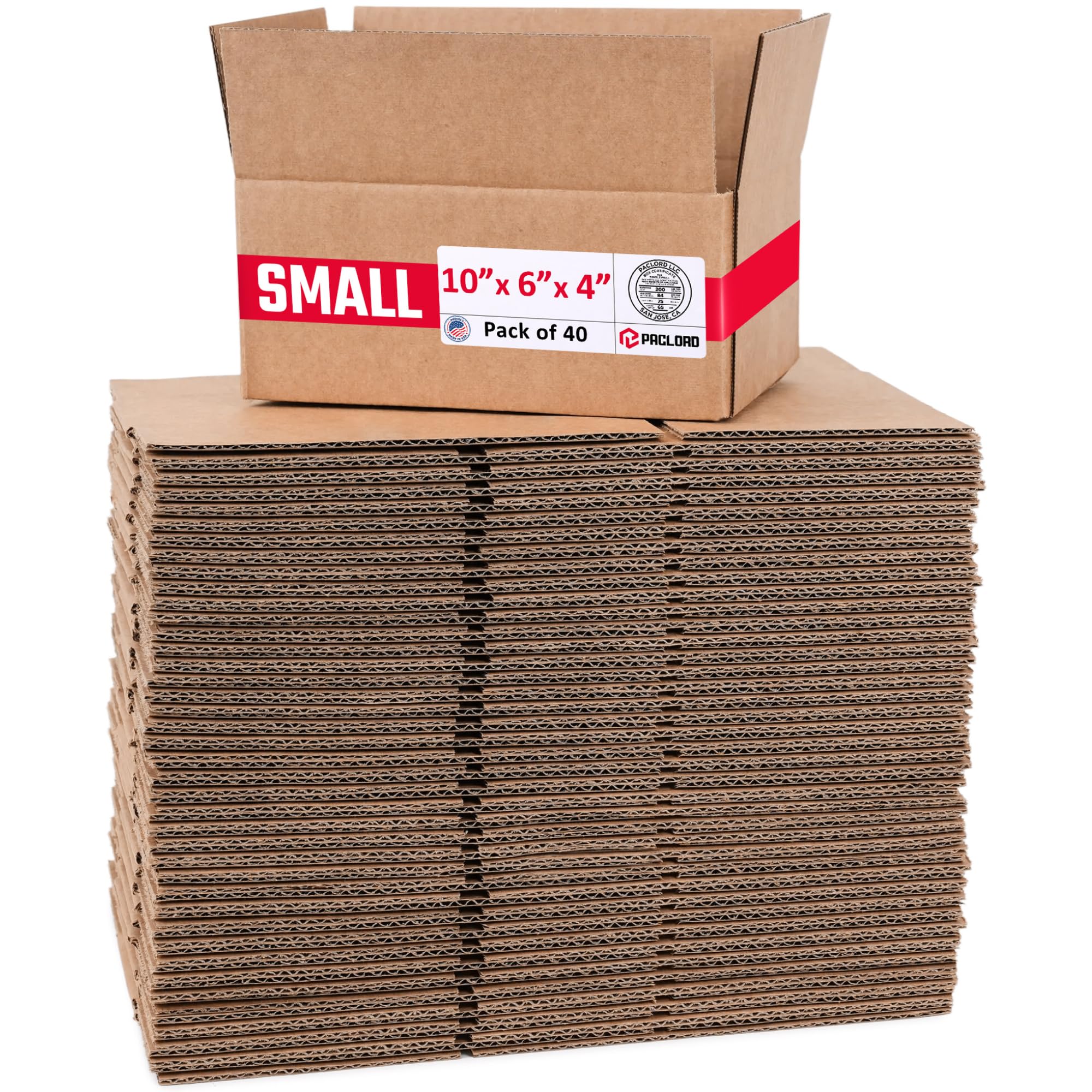 Small Cardboard Boxes 10"L x 6"W x 4"H (Pack of 40) - USA-Made Packing Boxes for Moving, Shipping, or Storage - USPS, UPS, FedEx Approved - Professional Packing Supplies for Moving | USA-Made Packing Boxes for Moving, Shipping, or Storage - USPS, UPS, FedEx Approved - Professional Packing Supplies