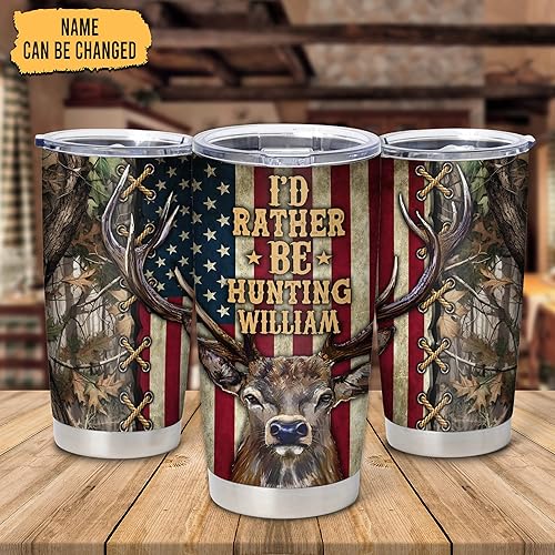 Vista 73 de Hyturtle Regalos personalizados de caza para hombres, vaso de caza de camuflaje de 20 onzas, taza de café de viaje de acero inoxidable, regalo