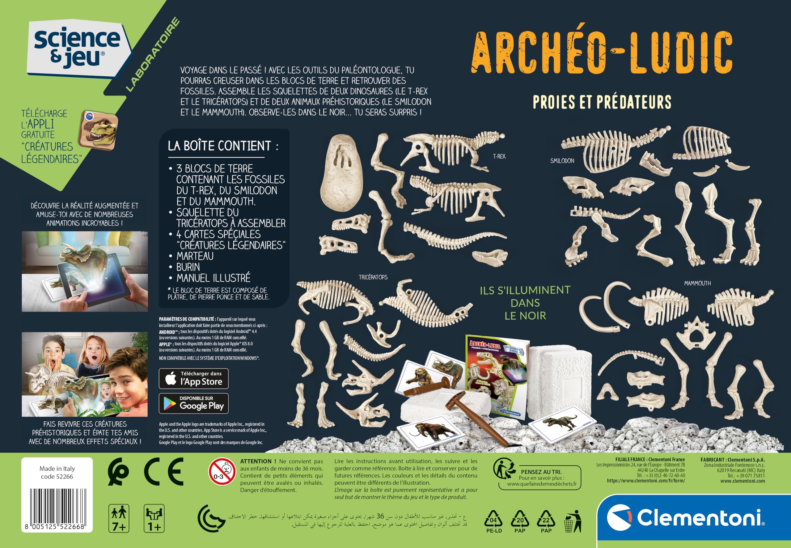 Coffret Archéo Ludic Proies et Prédateurs Squelettes Lumineux 7 Ans+
