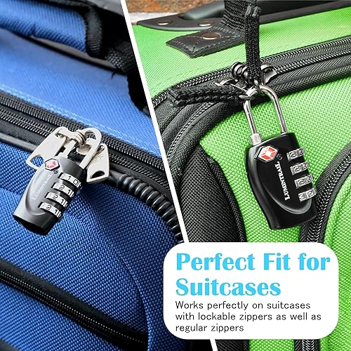 Miniatura 6 de Lumintrail Cerraduras aprobadas por la TSA, cerraduras de equipaje de combinación de 4 dígitos aprobadas por la TSA, cerraduras de viaje