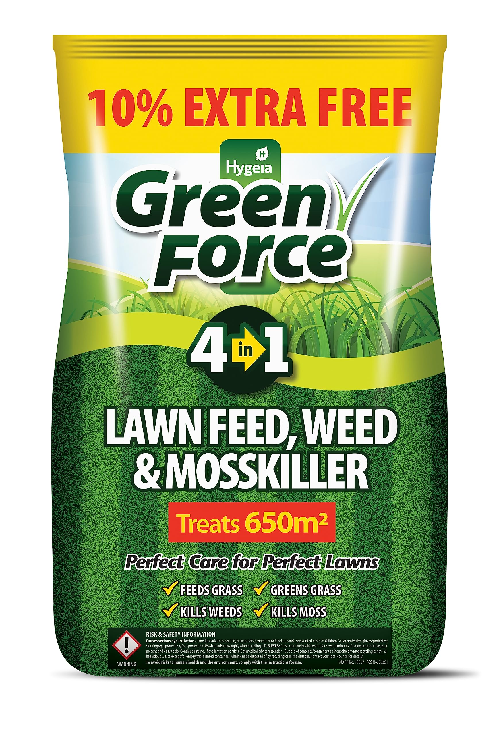Greenforce Lawn Feed, Weed, Mosskiller 13kg, 650sq.m 10% Extra Free