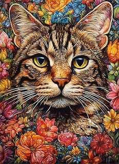 Jiqinsiye DIY Paint by Numbers for Adults,Painting by Number Kits on Canvas,Color by Numbers for Beginner,Gifts Decor for Home Wall Room (cat)