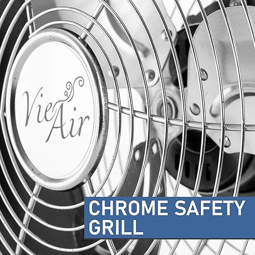 Miniatura 7 de Vie Air Ventilador de tambor de metal duradero de doble velocidad potente y silencioso de alta velocidad, 12 pulgadas de ancho