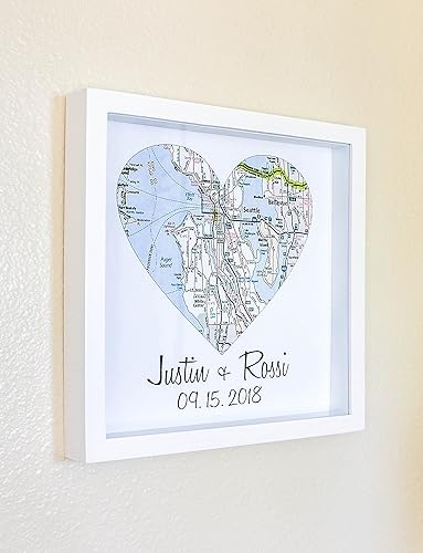 Miniatura 3 de Heart Map Framed Art Map Heart Wedding Gifts for Couples Unique Wedding Gift Wedding Present Wedding Gift Ideas
