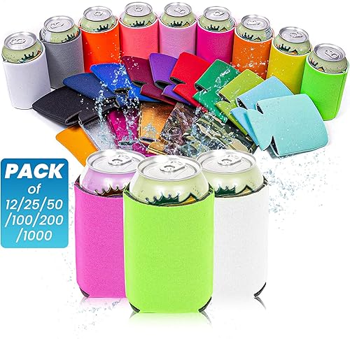 Miniatura 6 de QualityPerfection Fundas enfriadoras de latas de cerveza (paquete de 25) de espuma de 12 onzas para sublimación, aislamiento HTV, plegable para