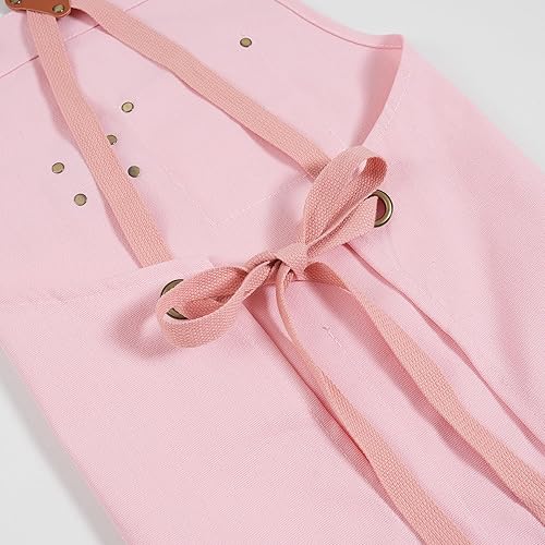 Miniatura 3 de Delantales de chef para hombre, delantal de lona con bolsillos grandes y correa ajustable para el cuello para cocinar, barbacoa, jardinería