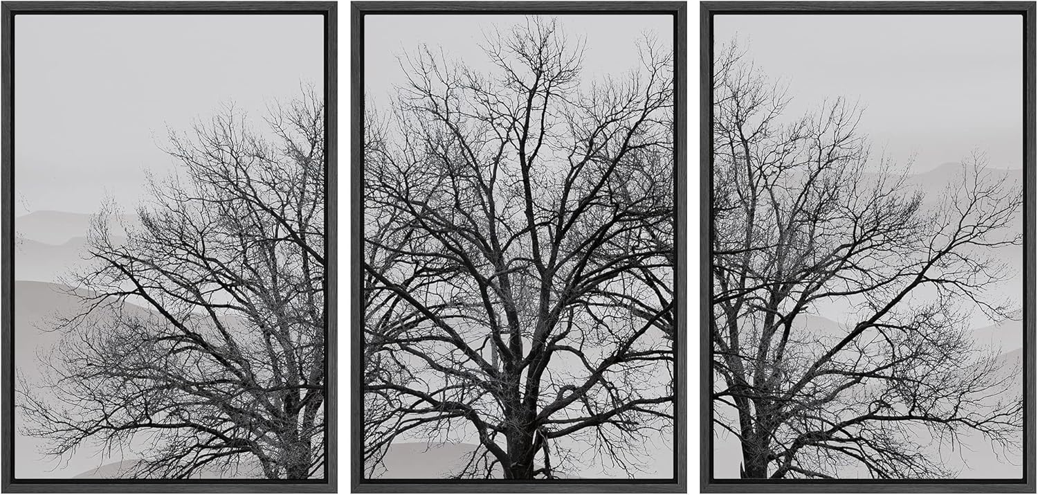 wall26 3 Piece Framed Canvas Wall Art Trees in Winter