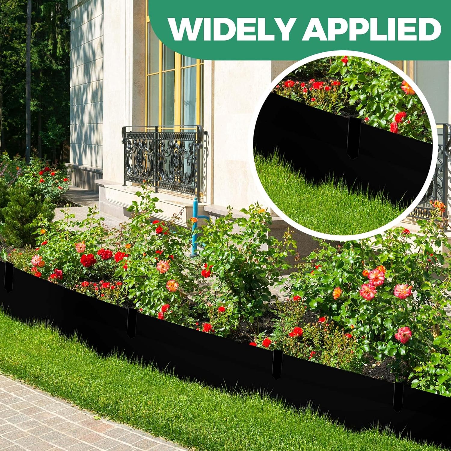Blulu 16 Pcs 40" L x 6" H Steel Landscape Edging Metal Garden Edging Border Bed Hammer in Garden with 10 Clips for Lawn Yard Pathway Divider(Black)