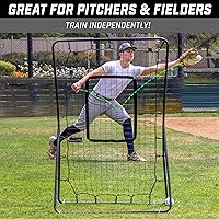 Vista 4 de GoSports Red de lanzamiento y rebote de béisbol y sóftbol - Red de lanzamiento trasero - Elija su