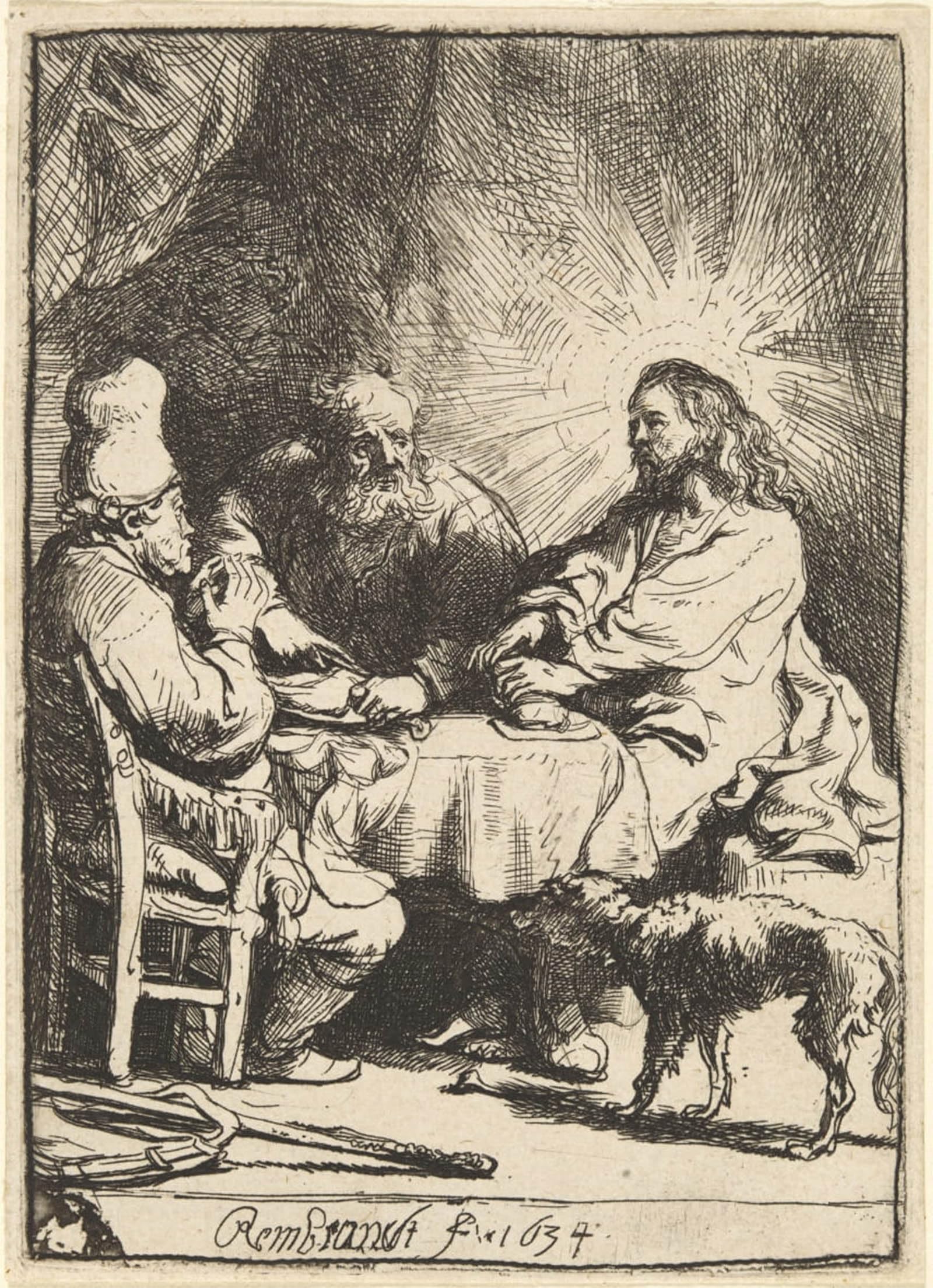 Artxlxxbn No Frame Famous Prints Artwork Pictures Poster Painting Art Christ At Emmaus: The Smaller Plate By Rembrandt Van Rijn Artwork Landscape Pictures For Home Decor 60X90cm