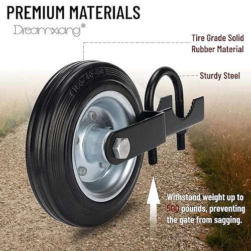 Miniatura 6 de Dreamxiang Rueda de puerta de granja resistente de 6 pulgadas, negro, paquete de 1