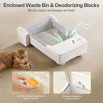 UBPET Self Cleaning Cat Litter Box, Open Top Automatic Litter Box with APP Monitoring, Anti-Pinch Safety & Odor Control, Ideal for Multi-Cat Households
