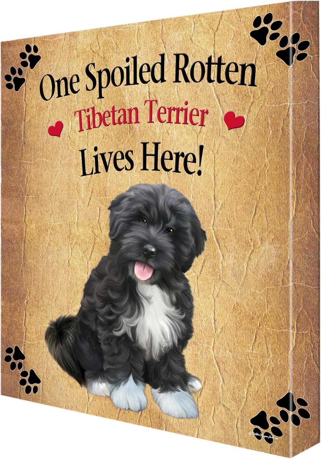 Doggie of the Day Spoiled Rotten with Tibetan Terrier Dogs Canvas Wall Art - Premium Quality Ready to Hang Room Decor - 1.5" Thick Canvas Wrap 8" x 10"