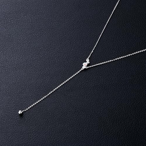Miniatura 2 de Sterling Silver Lariat Necklace for Women, Y Shape Long Drop Lab Created Opal Gemstone with 5A Cubic Zirconia Necklace White Gold Plated, Jewelry