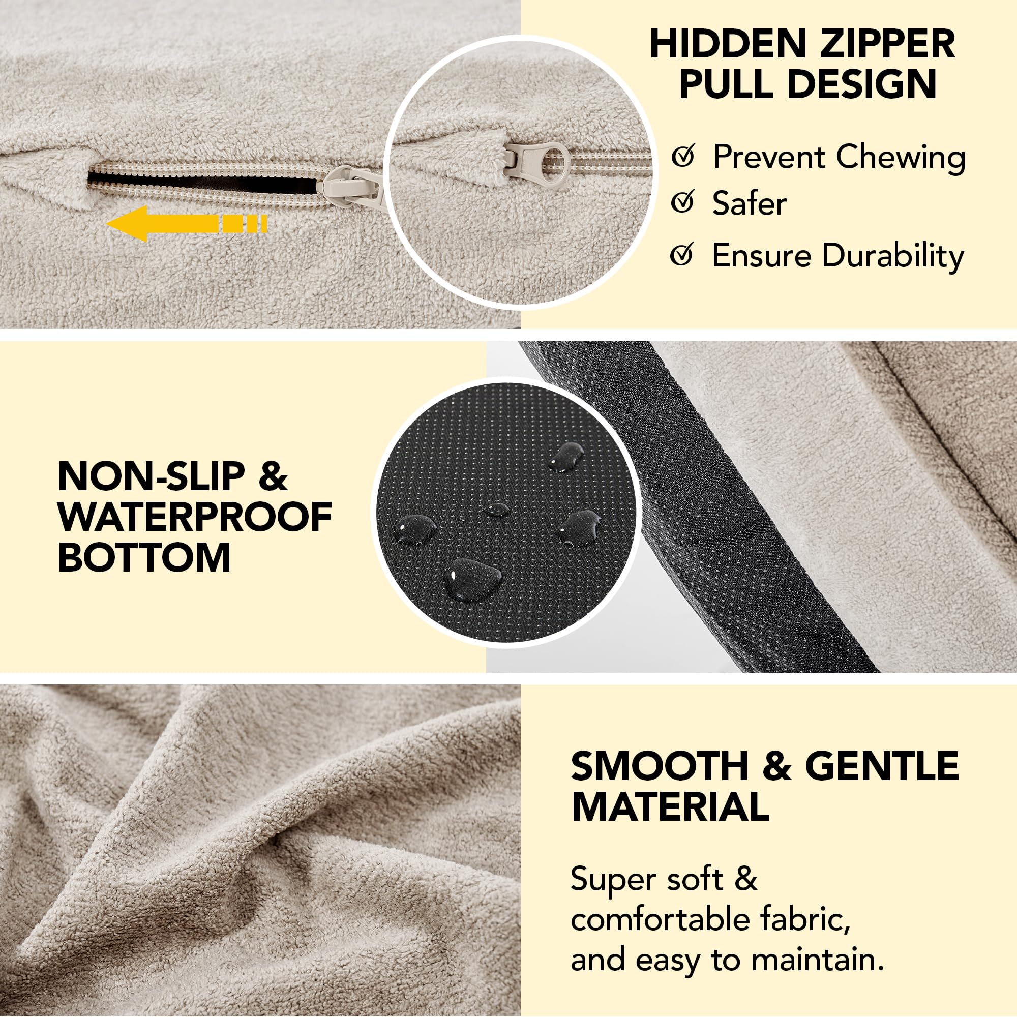 Deconovo Letto Ortopedico per Cani di Taglia Media e Grande, Soffice e Lavabile, con Cesto per Cani a Forma di Ciambella in Pile,61x61x15cm, Cachi