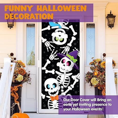 Miniatura 3 de JOYIN 3 piezas de 30 x 72 pulgadas para puerta de esqueleto, decoración de Halloween, decoración de interiores, casa embrujada, decoración del
