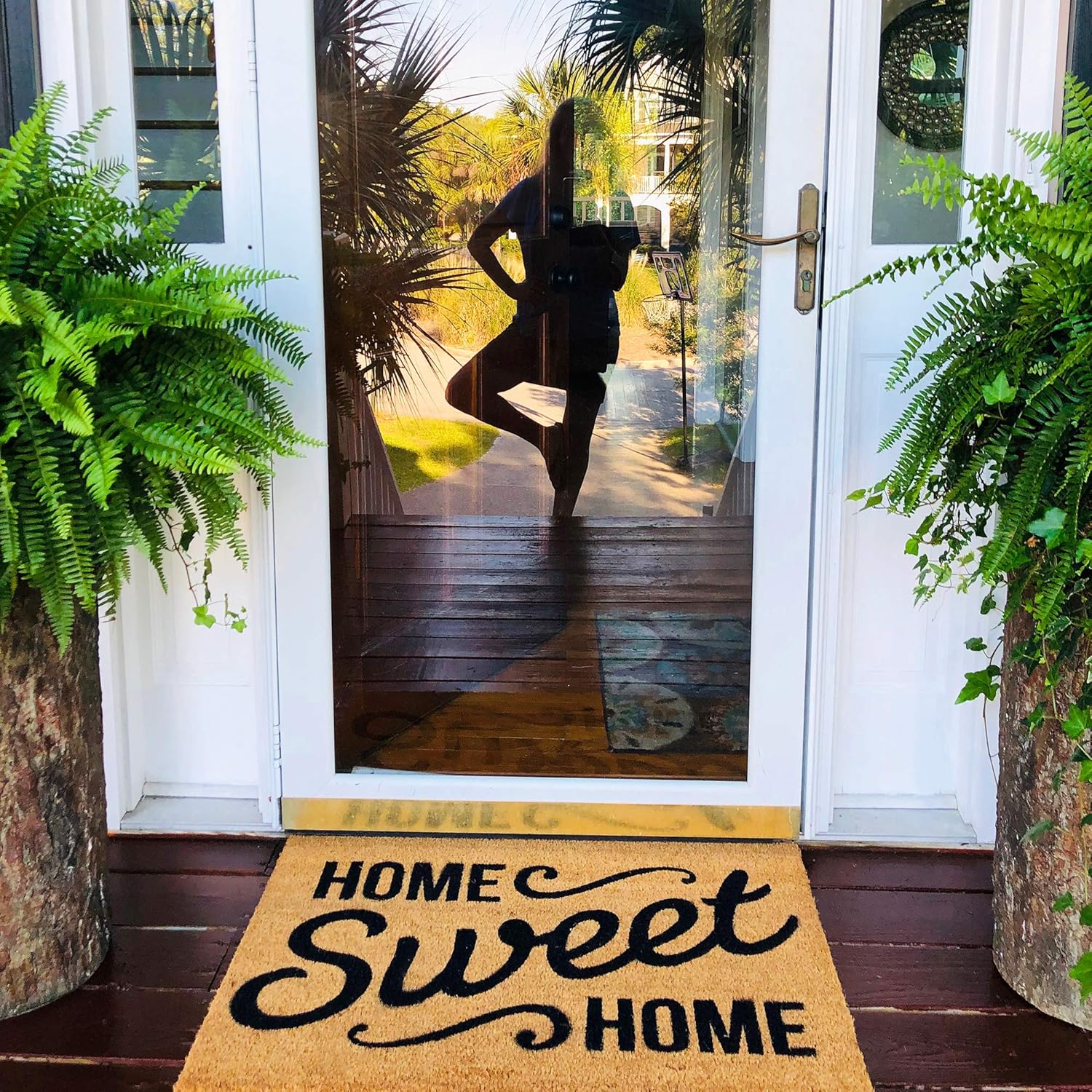 Country Front Door Tall Log Planters Set (2) Extra Large Heavy Cabin, Farmhouse & Lake House Entrance Pots. Rustic Porch & Patio Plant Decor.