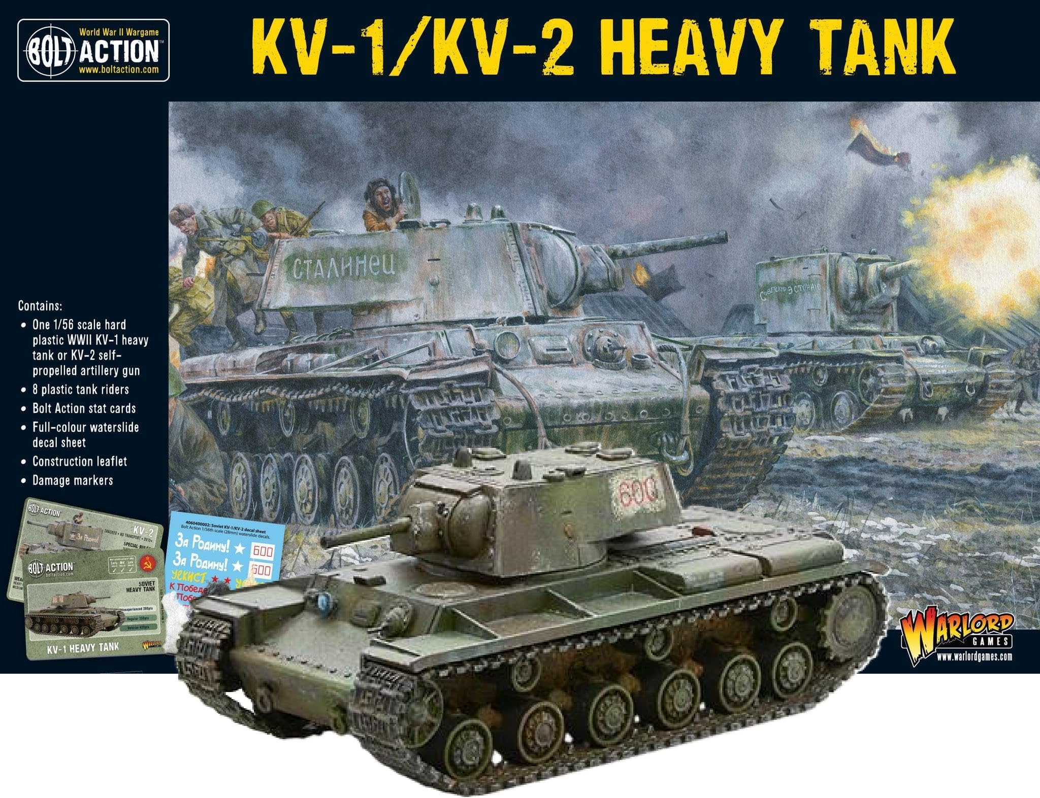 Warlord Bolt Action Soviet KV1/2 Heavy Tank 1:56 WWII Military Wargaming Plastic Model Kit, Small