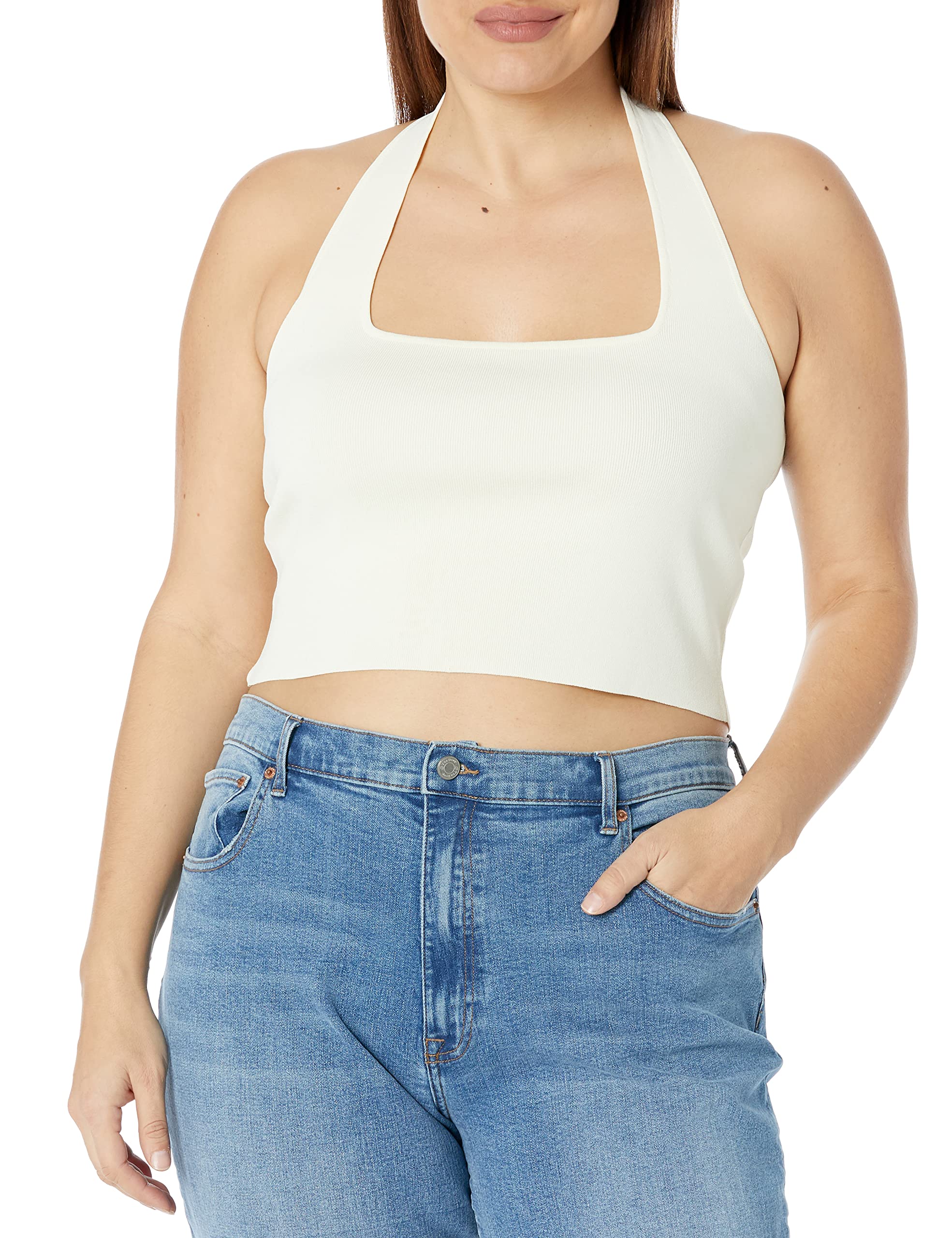 The Drop Women's Greta Fitted Square-Neck Halter Sweater Bralette