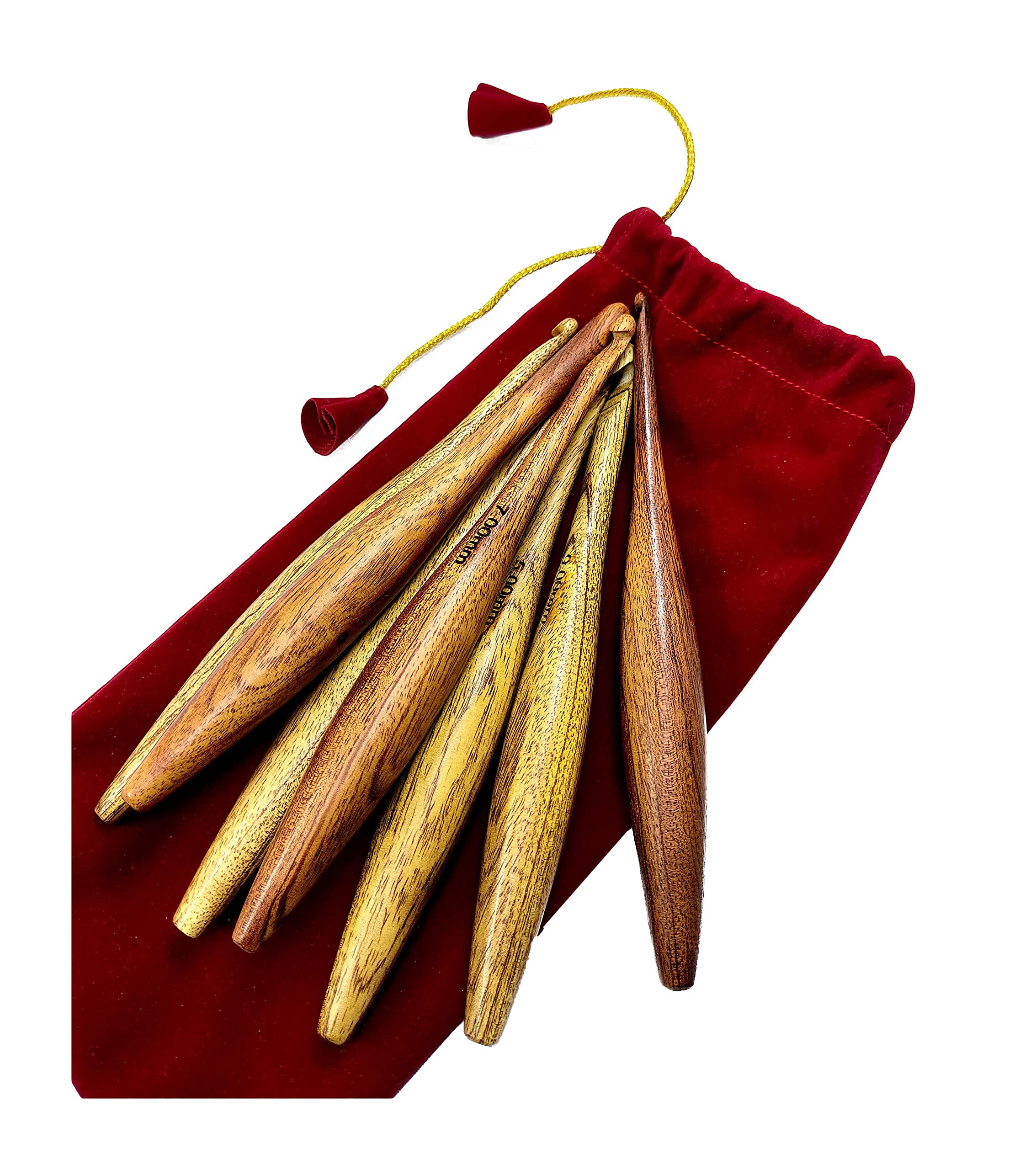 AF Luxury HANDICRAFTS - Uncinetto in legno di bambù per lavorare a maglia in lana dal design unico, comodi uncinetti fatti a mano per lavori a maglia