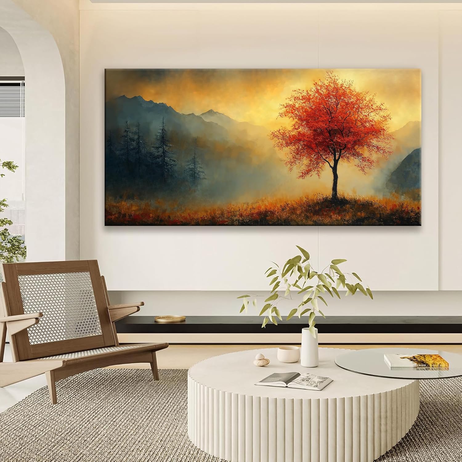 Suconvng Wall Art For Living Room Prints Tree Of Life Gold Landscape Canvas Art Wall Decor Large Wall Art Print Painting Picture For Bedroom Hotel Aesthetic Home Decor Artwork 29 X 58 Inch