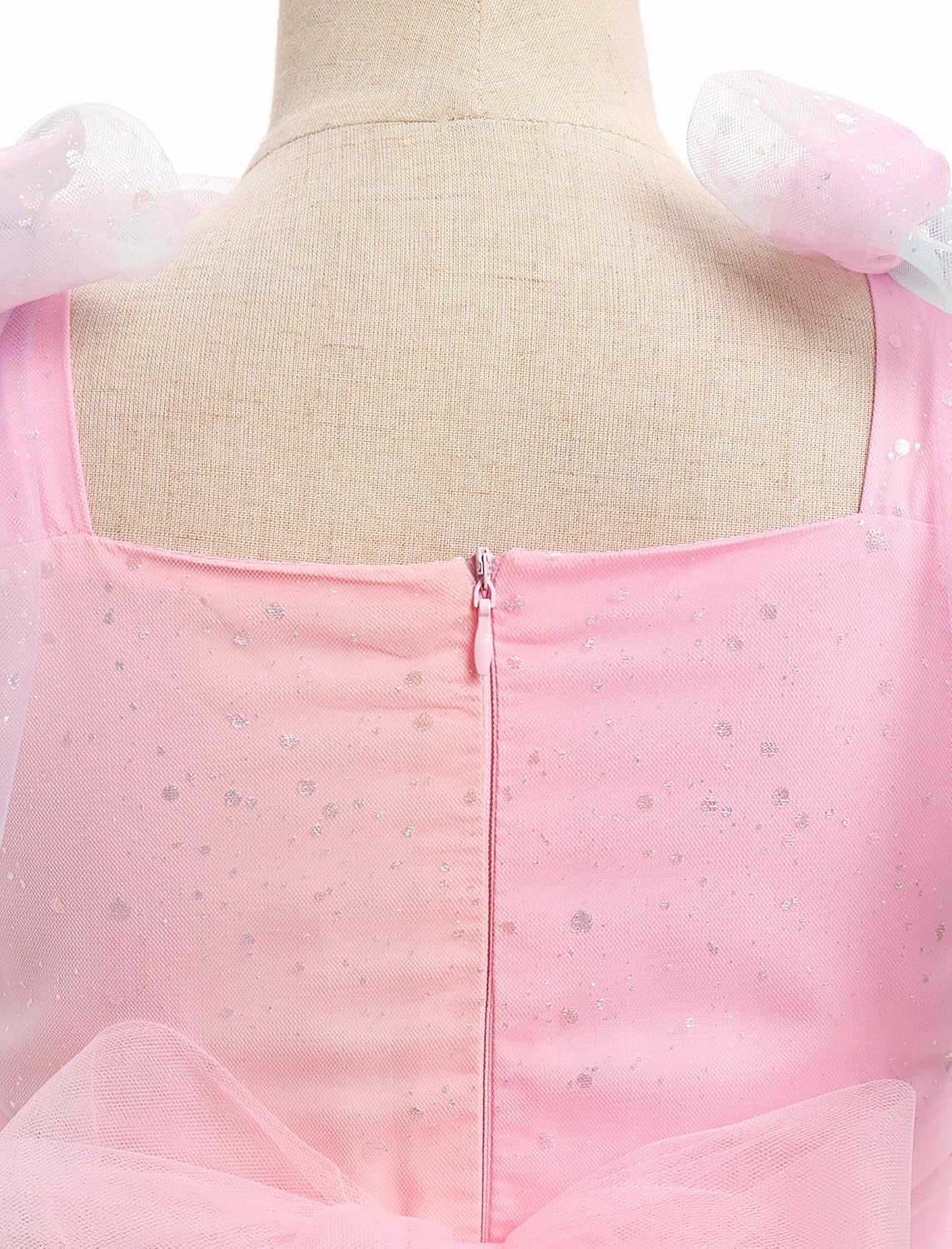 AWIBMK Valentine's Dress for Girls Heart Glitter Dress Spaghetti Strap Bowknot Shoulder Tiered Tulle Birthday Dresses - Image 5