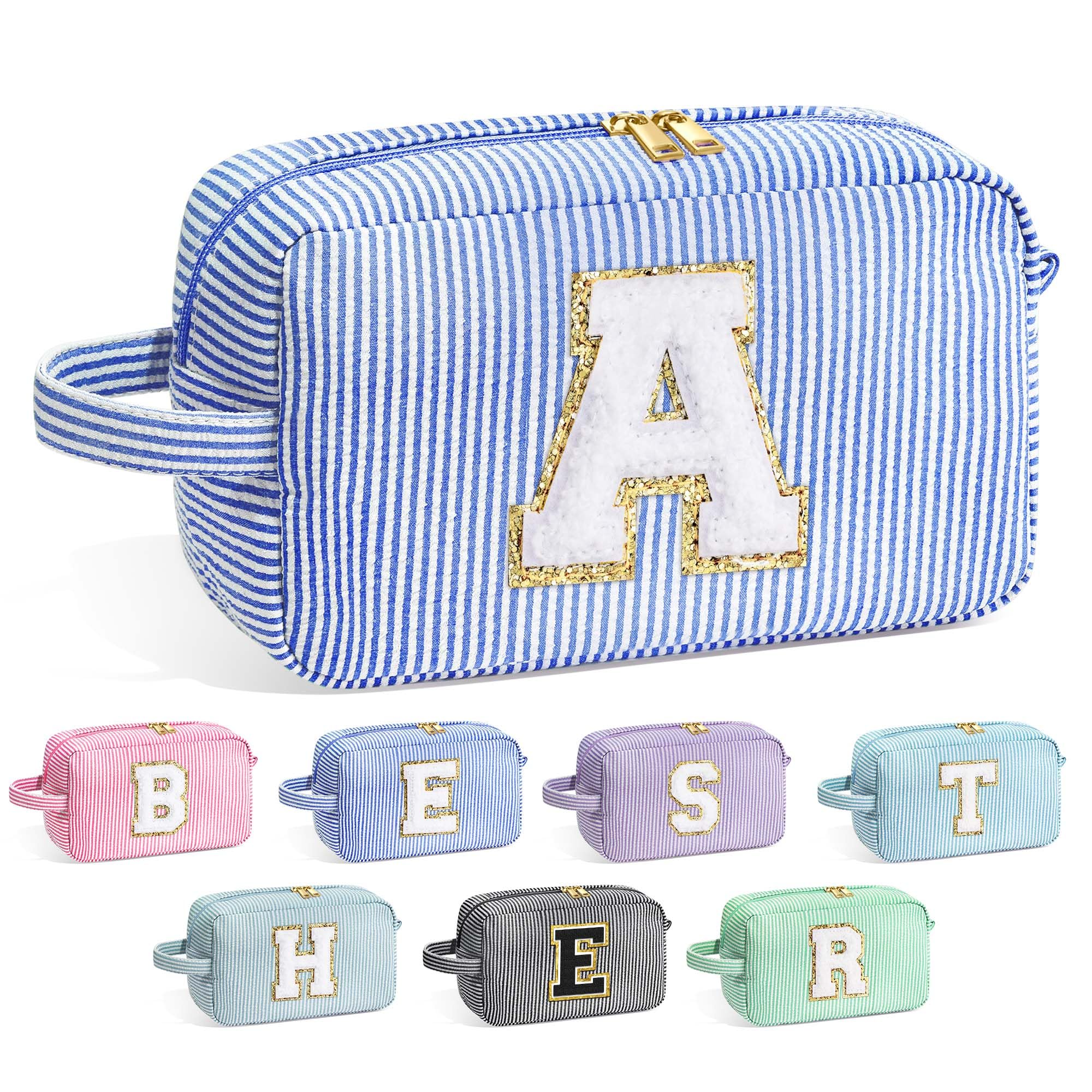 YOOLIFE Gifts for Women Teen Girls - Initial Makeup Bag Cosmetic Bag Toiletry Pouch, Personalized Birthday Gifts for Women Girls Mom Daughter Sister