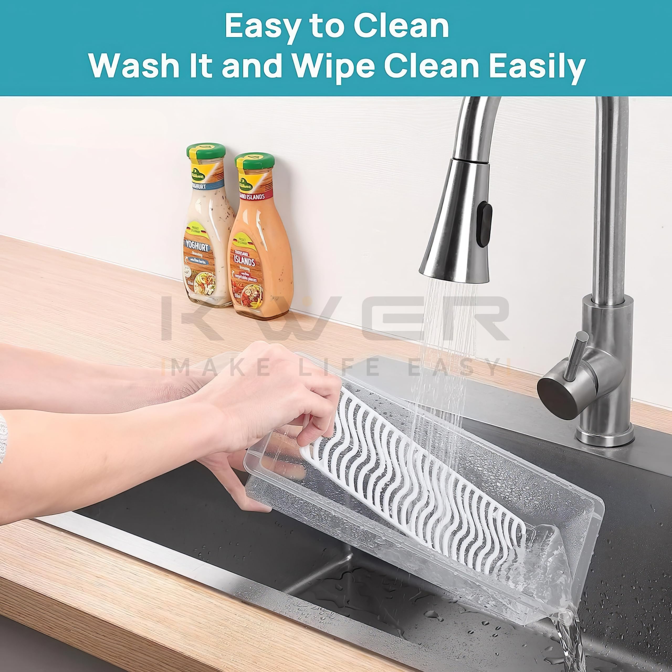KWER Fridge Storage Boxes Fridge Organizer With Removable Drain Plate Fridge Storage Containers Keeps Fruits, Vegetables, Meat, Fish Fresh Longer 1500 Ml Container Box(Pack Of 6, Plastic),Clear