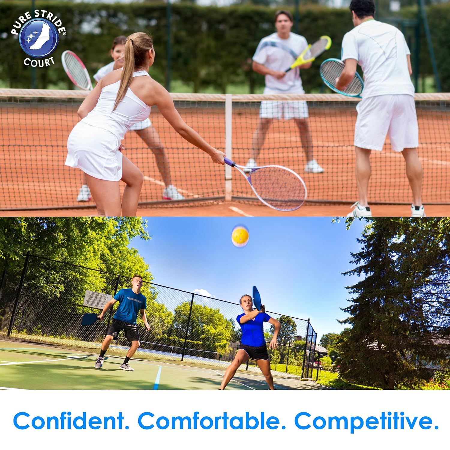 Pure Stride Pickleball & Tennis Court Orthotics – Full-Length Foot Support for Plantar Fasciitis, Heel Pain, Metatarsalgia–Arch Relief for Men & Women–Athletic Shoe Comfort,1Pair-M 12-12.5 / W 14-14.5