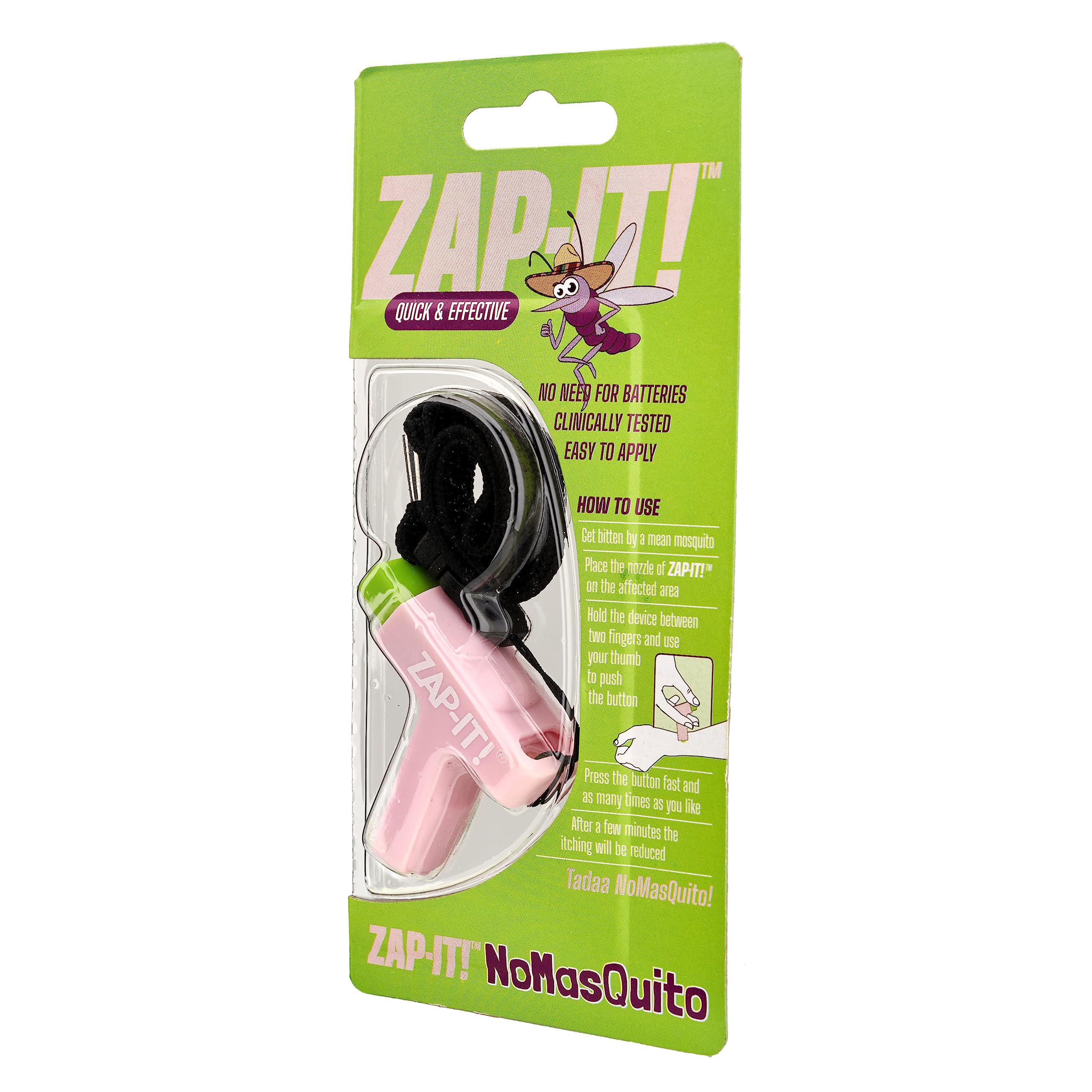 Zap-It! Quick & Effective Mosquito bite Relief Device, soothes Itch, Reduces Swelling and Irritation - Pink & Green
