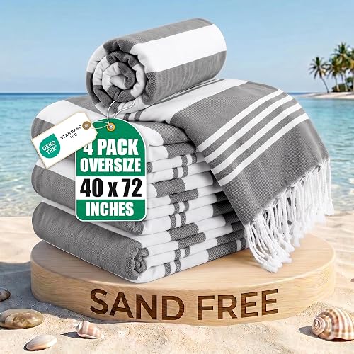 Utopia Towels 4 Pack Turkish Beach Towel 40 x 72 Inches