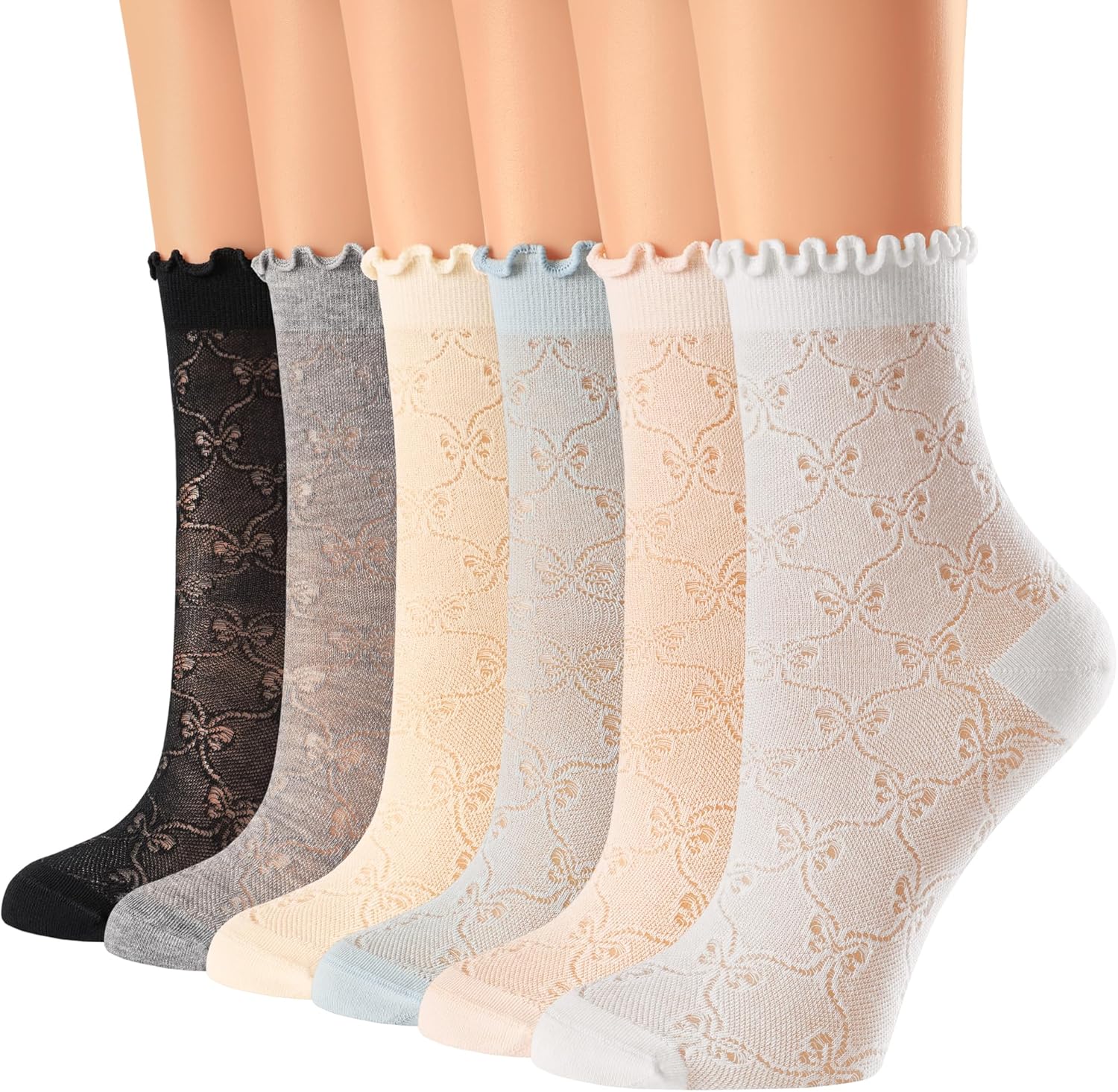 Women’s Ruffle Socks,Cute sheer Thin Cotton Sock, Friily Cuff,Cool Lace Elegant Socks,Girl’s Sock 6 Pack (Size5-9) Women’s Ruffle Socks,Cute sheer Thin Cotton Sock, Friily Cuff,Cool Lace Elegant Socks,Girl’s Sock 6 Pack (Size5-9)