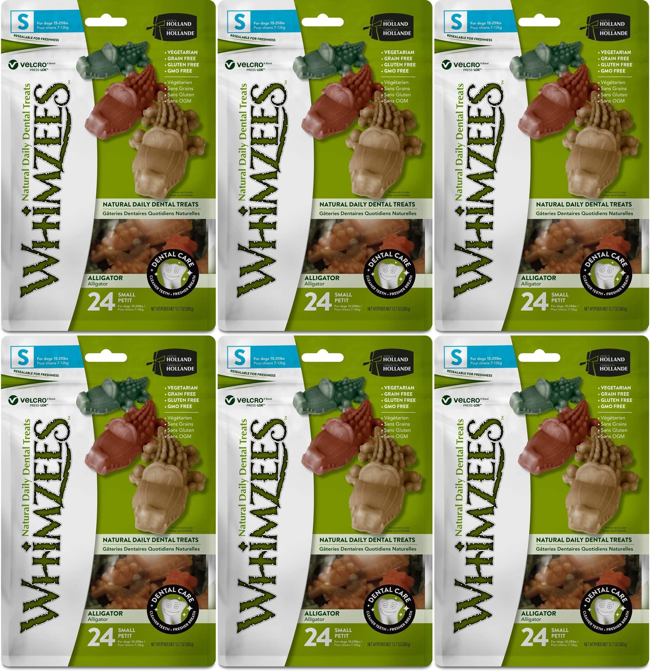 Whimzees Natural Dental Care Alligator Dog Treats Small