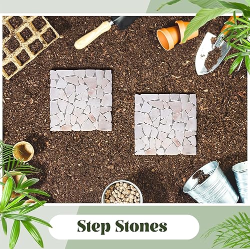 Miniatura 5 de Sasylvia 6 unidades de 12 pulgadas para pasarela exterior, cuadrados de mármol para decoración de piedra de río, piedras de paso para patio, jardín,