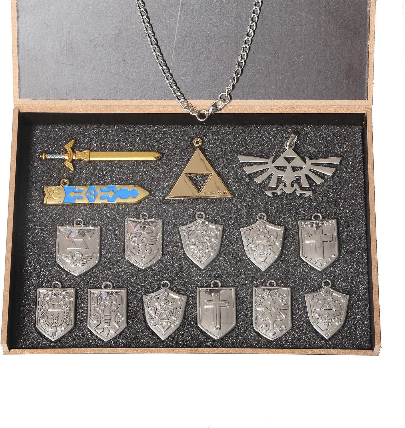 Zelda Triforce Shield & Sword Keychain Necklace Collection Box 2014 Set of 14