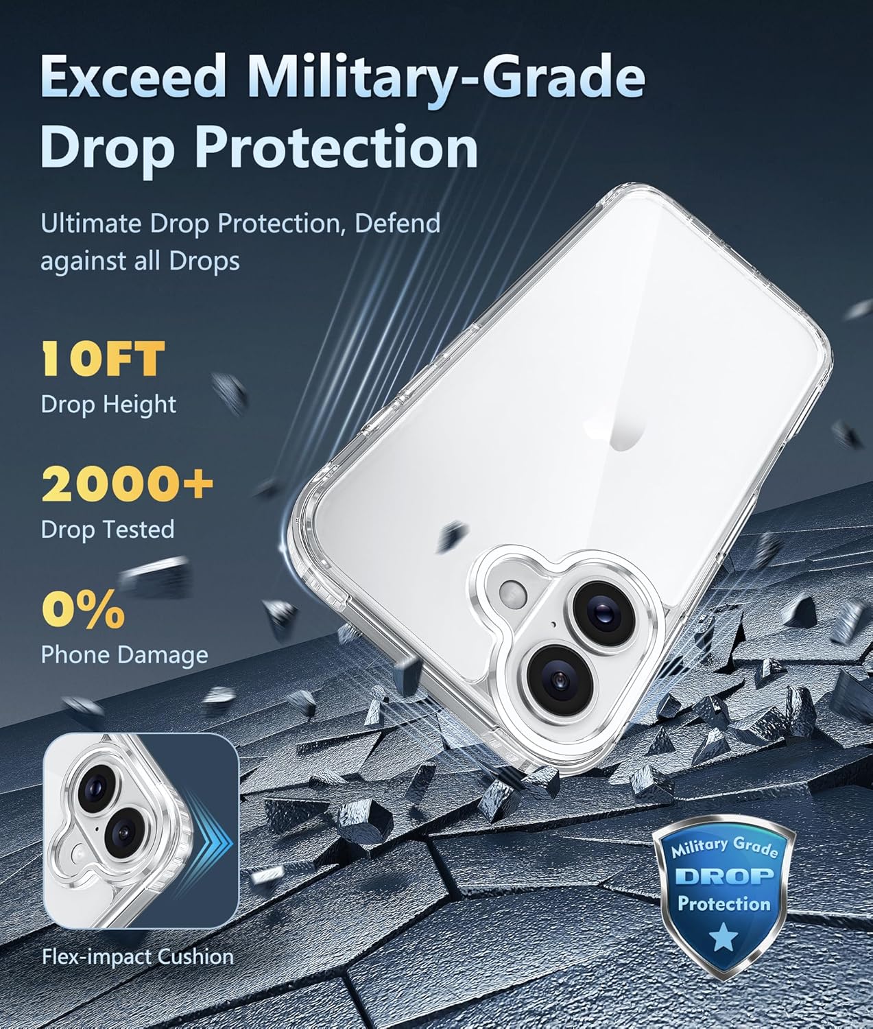 FNTCASE for iPhone 16 Case Clear: Phone Cases Compatible with Magsafe Slim Anti Yellowing Military Grade Drop Protection Rugged Shockproof Protective Transparent Cell Phone Cover (B-Clear) for iPhone 16 6.1 inch B-Clear