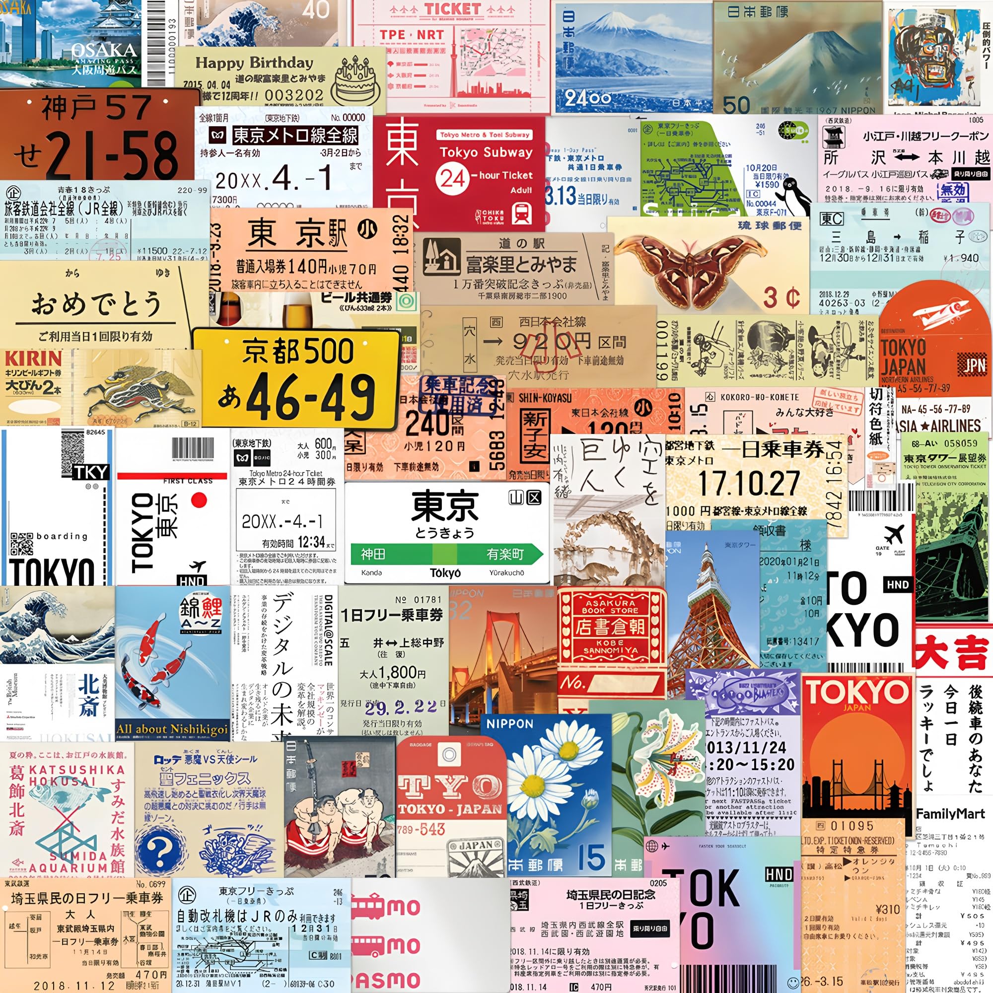 60PCS Tokyo Travel Stickers Set –City Journey Waterproof Vinyl Stickers for Laptops, Water Bottles, Journals, Scrapbooks & Guitars, Tokyo-Themed Travel Decals for Teens and Adults