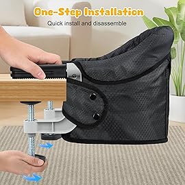 Hook On Chair with Removable Dining Tray, Portable Table High Chair, Folding Compact Baby Seat with Storage Bag for Indoor/Outdoor(Black)