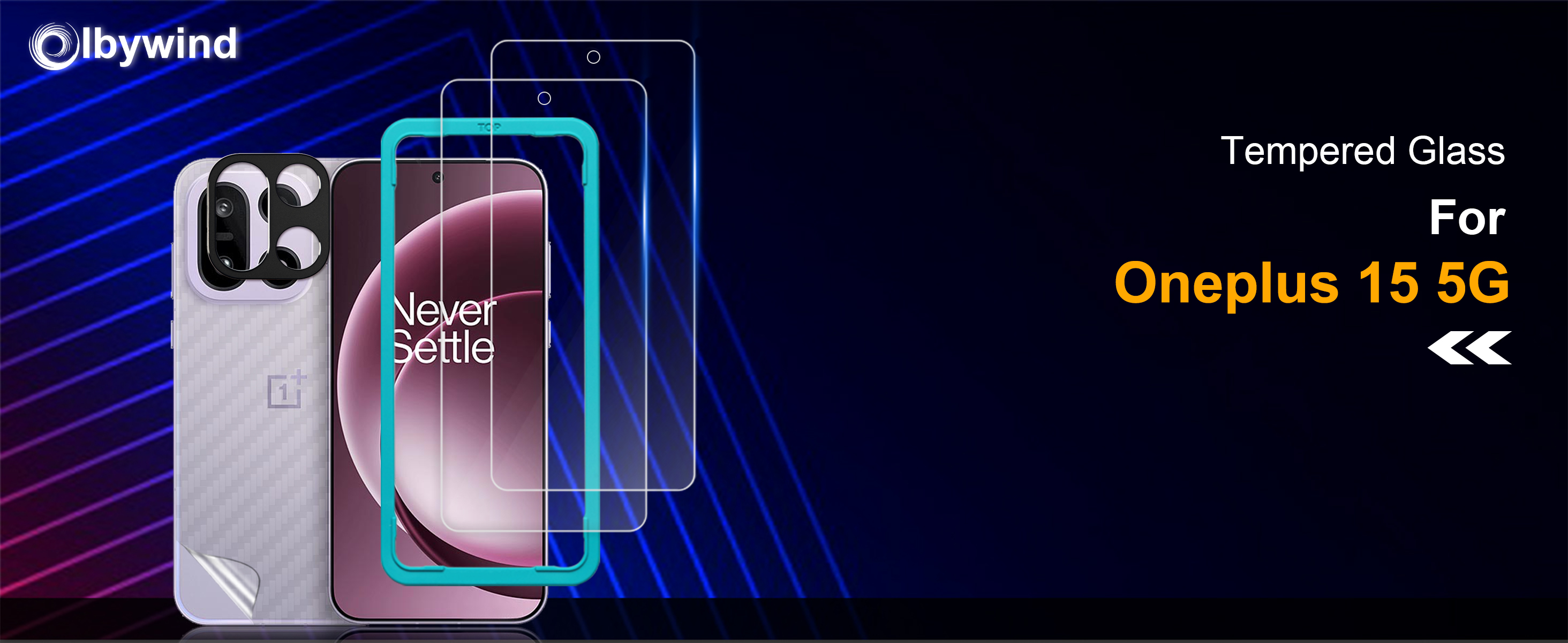 Ibywind [Pack van 2] Screen Protector voor OnePlus 9,met Cameralens beschermfolie(Metallmaterial),Back Carbon Fiber beschermfolie,inclusief Uitlijning Frame