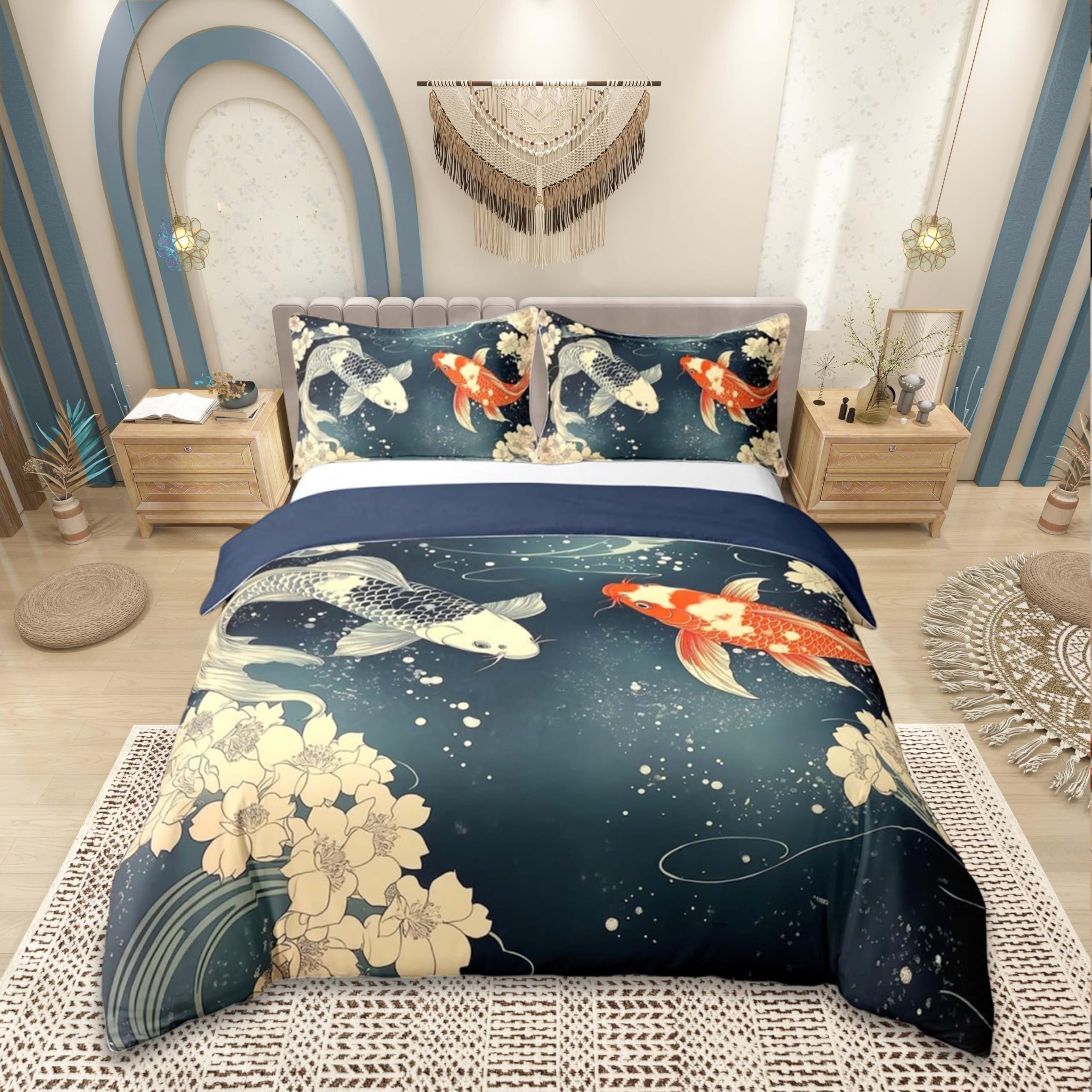 Housse de couette japonaise Ukiyoe pour remplacer le linge de lit rêche des enfants