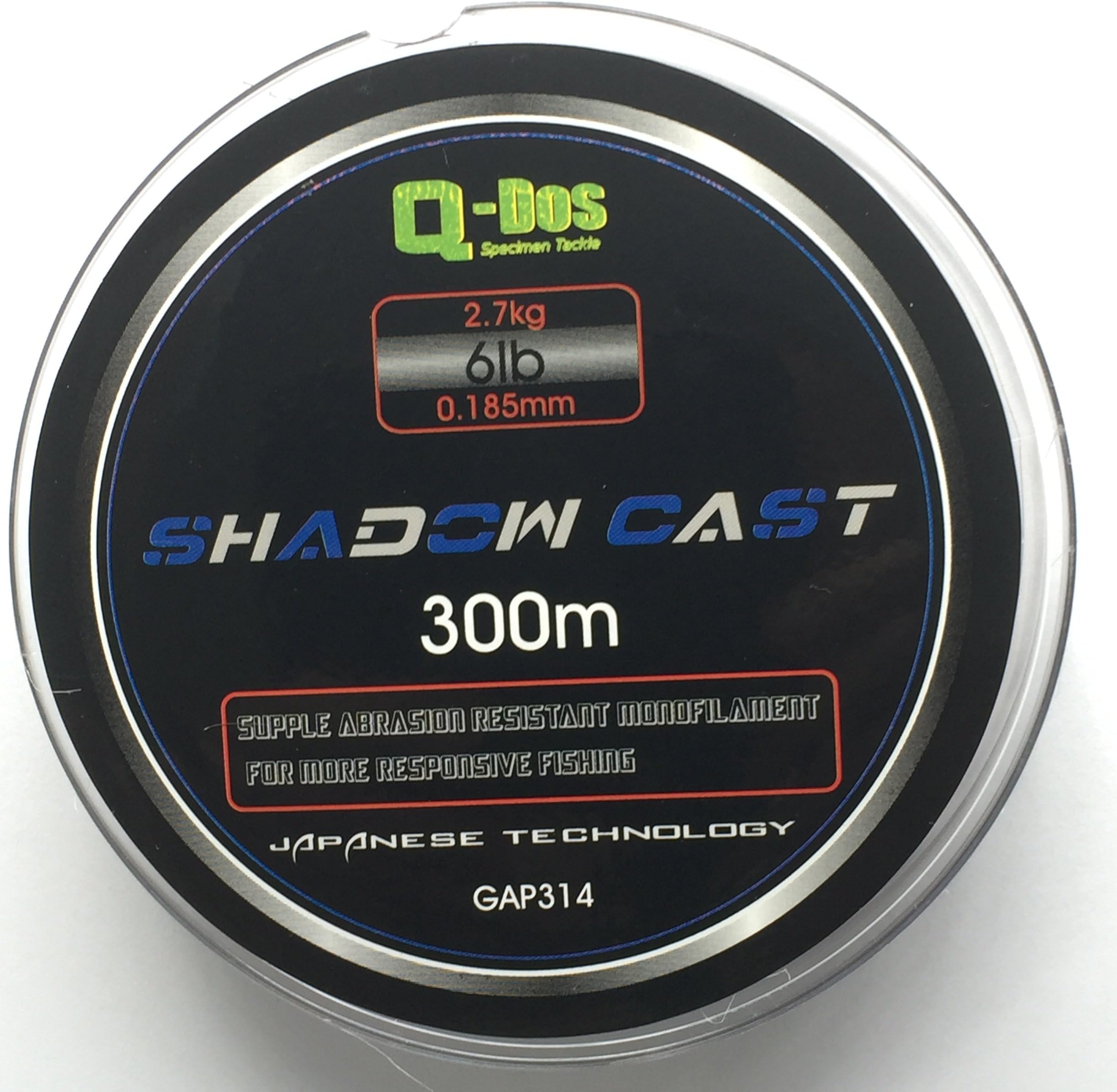Q-DOS Shadow Cast Line 300M Spool 6lb 2.7kg Supple, Abrasion Resistant Line