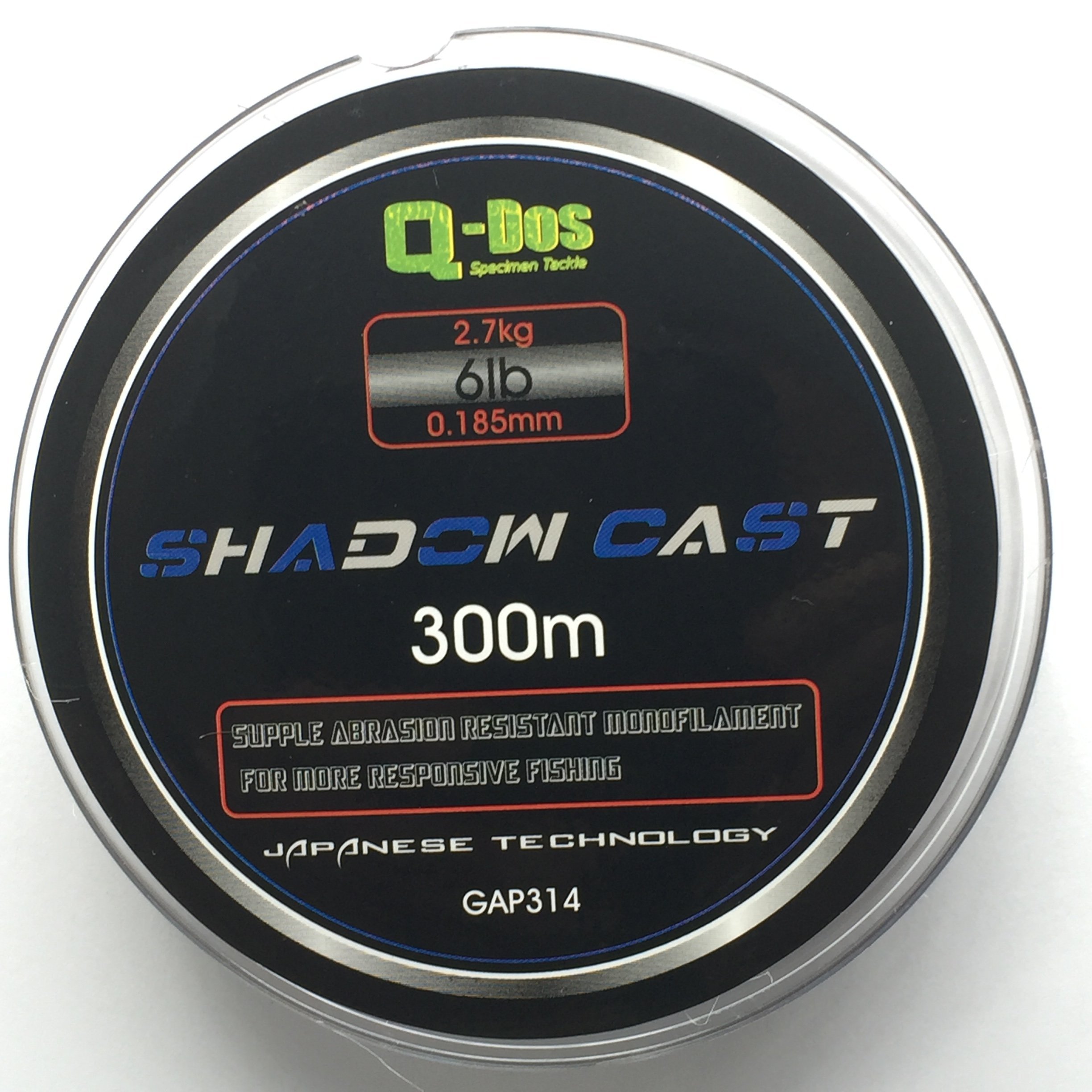 Q-DOS Shadow Cast Line 300M Spool 6lb 2.7kg Supple, Abrasion Resistant Line