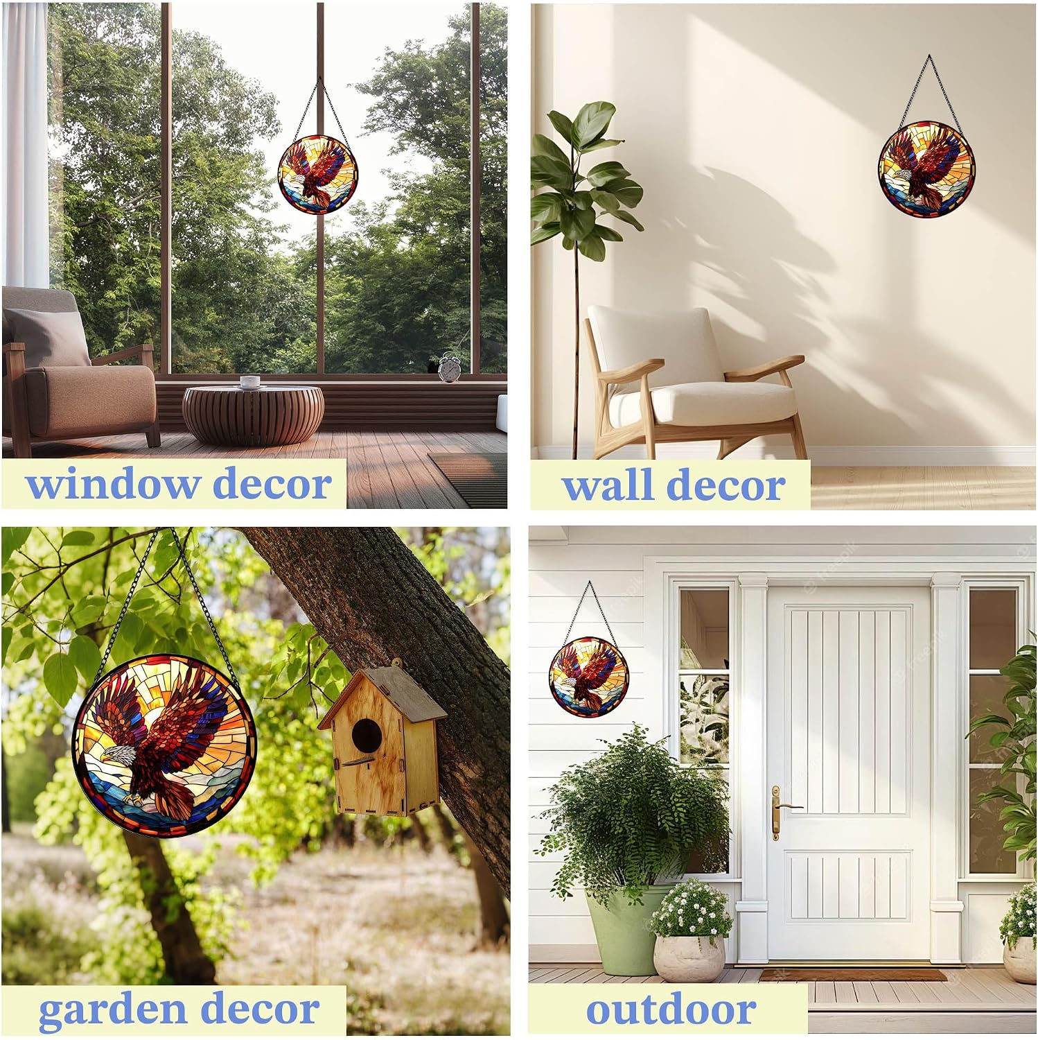Stained Glass Suncatcher Soaring Eagle 6.3 Inch Window Hanging image 4