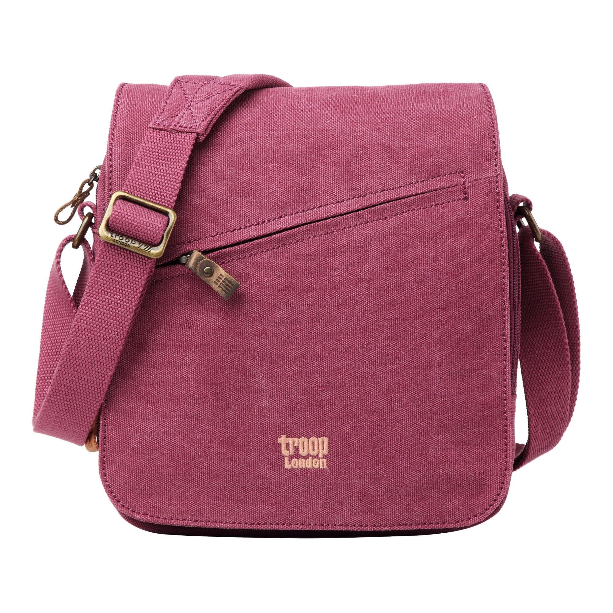 Troop London Unisex Burgundy Trp0238 Classic Canvas Across Body Bag