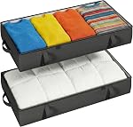 Under Conteneurs de stockage de lit, 4.5 Inches Tall Low Profile Sous le lit Boîtes de rangement avec parois latérales/boîte robuste, Collapsible Sous lit Organisateur pour vêtements, literie, gris, paquet de 2