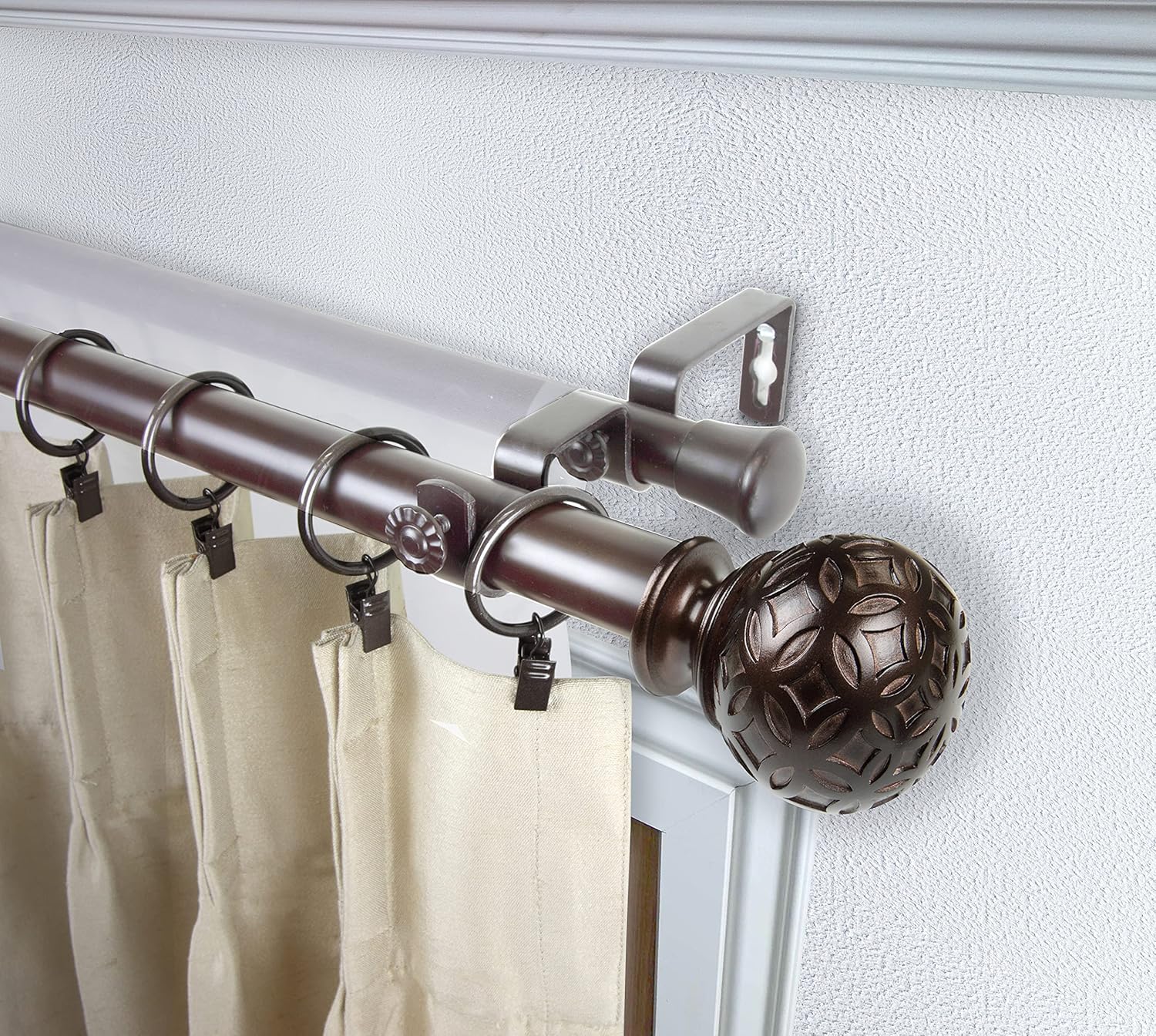 Wallago 1" Double Curtain Rod 28-48 inch - Bronze