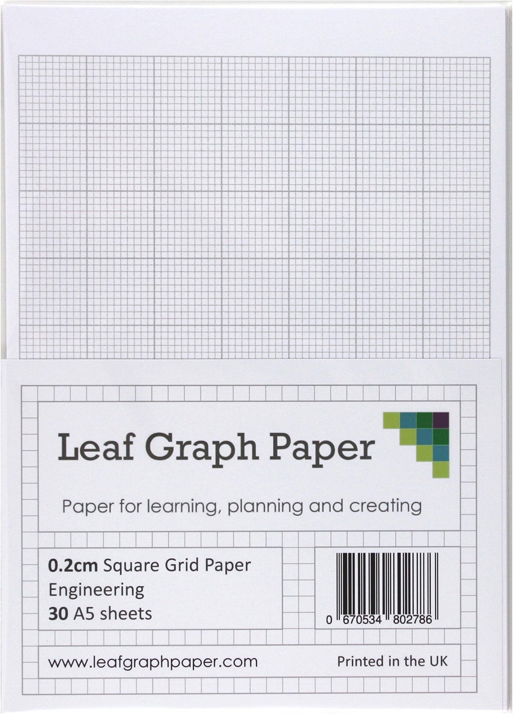 A5 Graph Paper 2mm 0.2cm Squared Engineering - 30 Loose-Leaf Sheets - Grey Grid