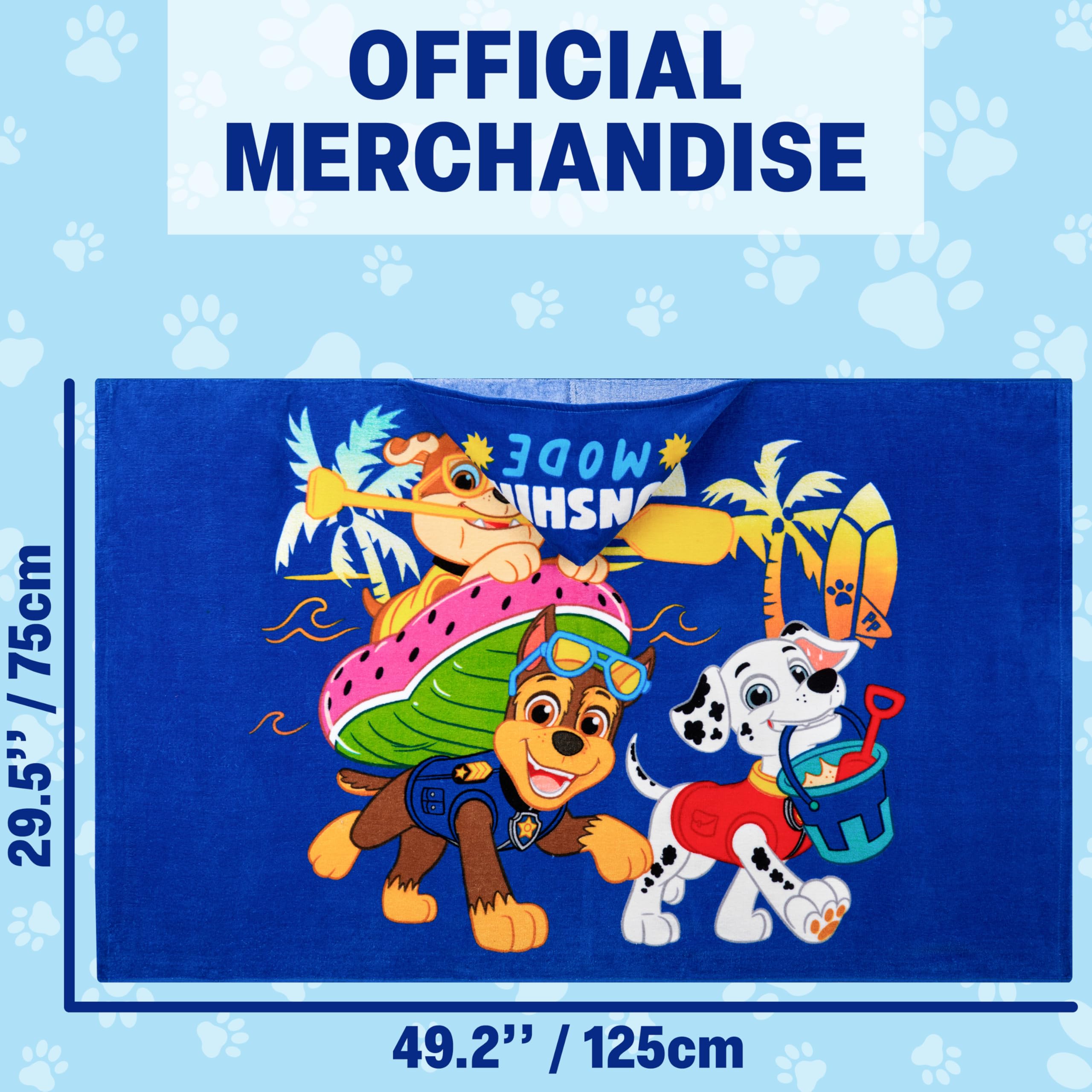 Paw Patrol Incappucciato Asciugamani Bagno Ragazzi, Assorbente Asciugamano Cotone, Piscina, Nuoto e Asciugamano da Mare, Morbido Poncho da Bagno, Accessori Viaggio Regalo per Ragazzi (Blu Paw Patrol)